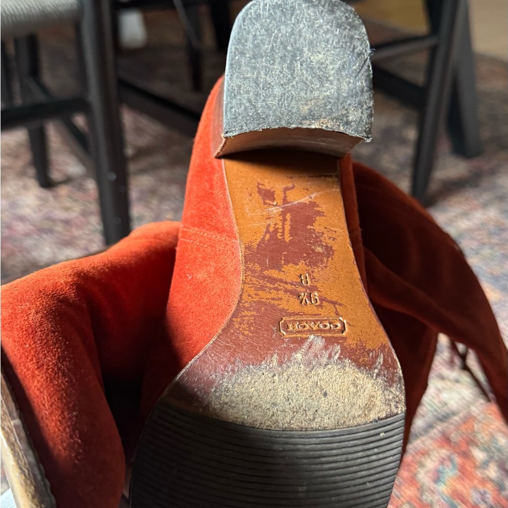 Coach Cory Women's Suede Knee-High Boots - Rust/ burnt orange - Picture 8 of 9